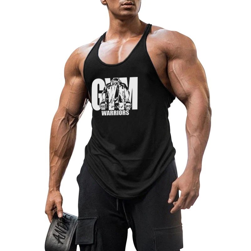 Gym Stringer Tank Top Men Cotton Clothing Bodybuilding Sleeveless Shirt Y Back Fitness Vest Summer Muscle Singlets Workout Tank