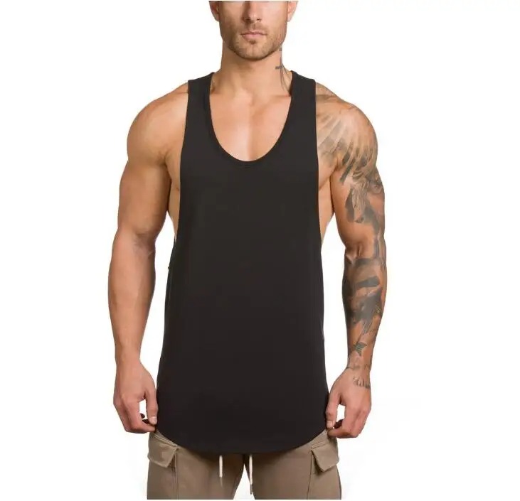 Cotton Breathable Sleeveless T-Shirt Gym Fitness Bodybuilding Training Clothing Mens Running Sport Solid Color Muscle Tank Tops